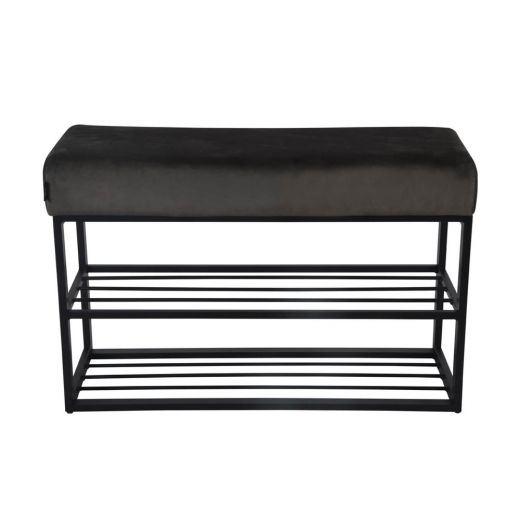 Shoe rack velvet velvet and boucle 80 x 30 cm couchy - velvet gray