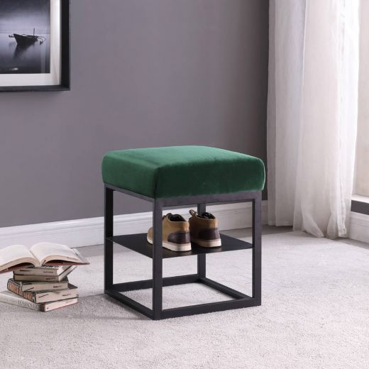 Bedside table side table velvet otto - velvet dark green