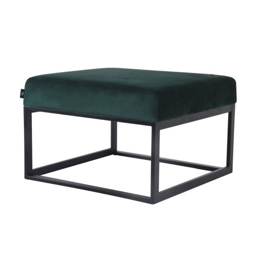 Pouf Hocker footstool Side table Velvet and leather look 60cm Otto - Velvet dark green