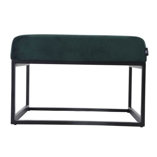 Pouf Hocker footstool Side table Velvet and leather look 60cm Otto - Velvet dark green