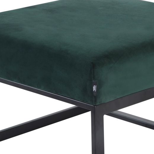 Pouf Hocker footstool Side table Velvet and leather look 60cm Otto - Velvet dark green