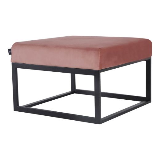 Pouf Hocker footstool side table Velvet and leather look 60cm Otto - Velvet Pink