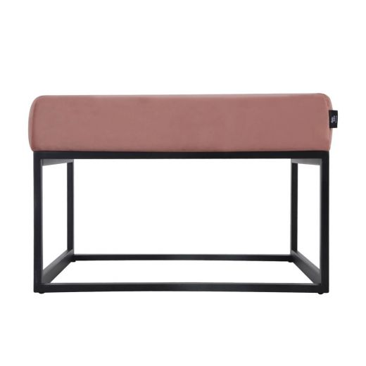 Pouf Hocker footstool side table Velvet and leather look 60cm Otto - Velvet Pink