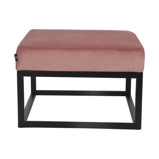 Pouf Hocker footstool side table Velvet and leather look 60cm Otto - Velvet Pink