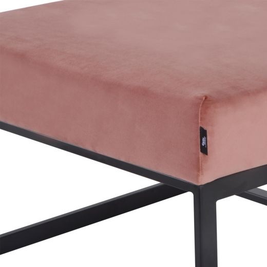 Pouf Hocker footstool side table Velvet and leather look 60cm Otto - Velvet Pink