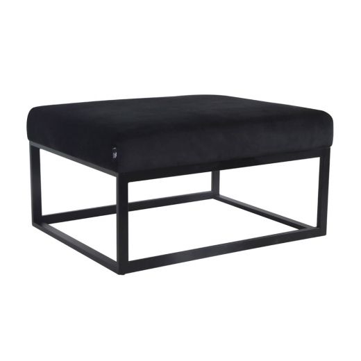 Pouf Hocker footstool side table velvet and leather look 75 cm Otto - Velvet Black