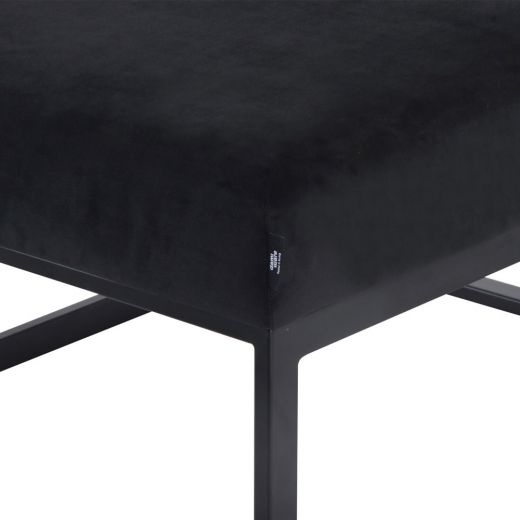 Pouf Hocker footstool side table velvet and leather look 75 cm Otto - Velvet Black