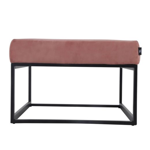 Pouf Hocker footstool Side table Velvet and leather look 75 cm Otto - Velvet Pink