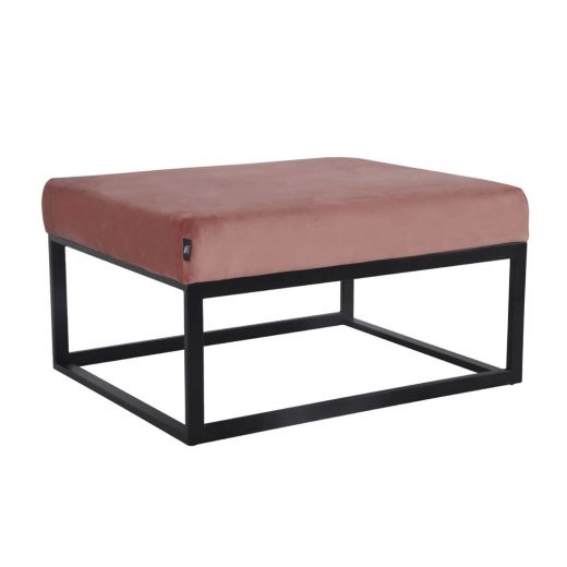 Pouf Hocker footstool Side table Velvet and leather look 75 cm Otto - Velvet Pink