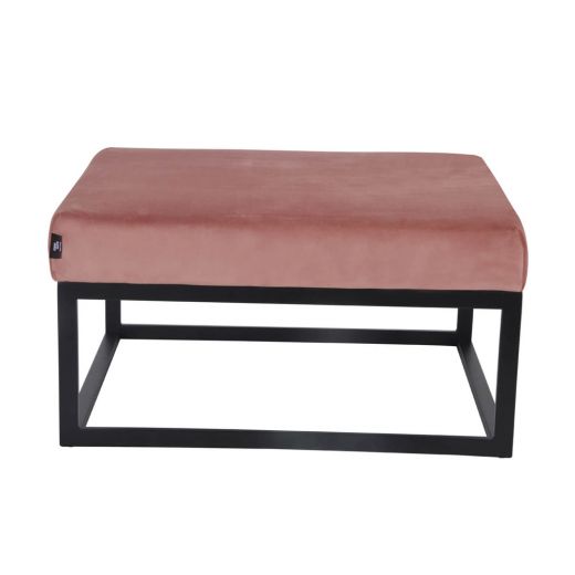 Pouf Hocker footstool Side table Velvet and leather look 75 cm Otto - Velvet Pink