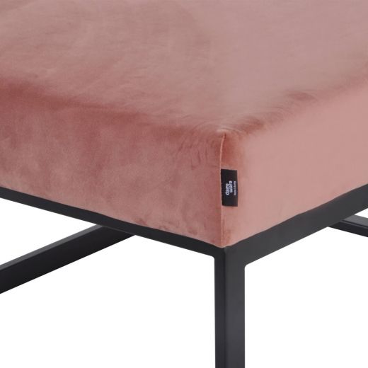 Pouf Hocker footstool Side table Velvet and leather look 75 cm Otto - Velvet Pink