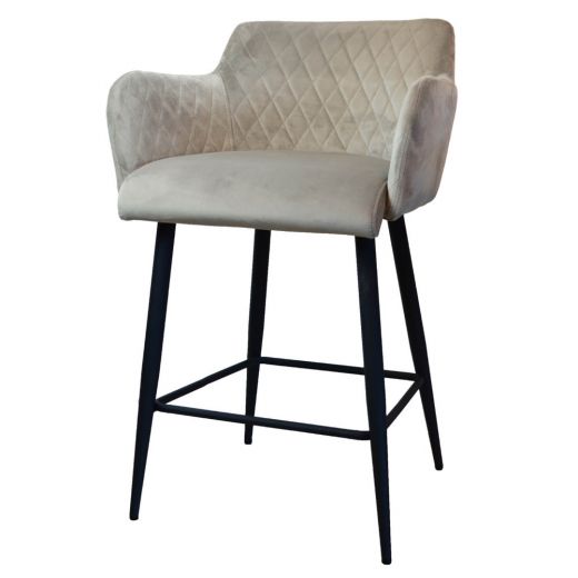 Bar stool Velvet Velvet and Bouclé Metal 65 cm Rose - Velvet Taupe