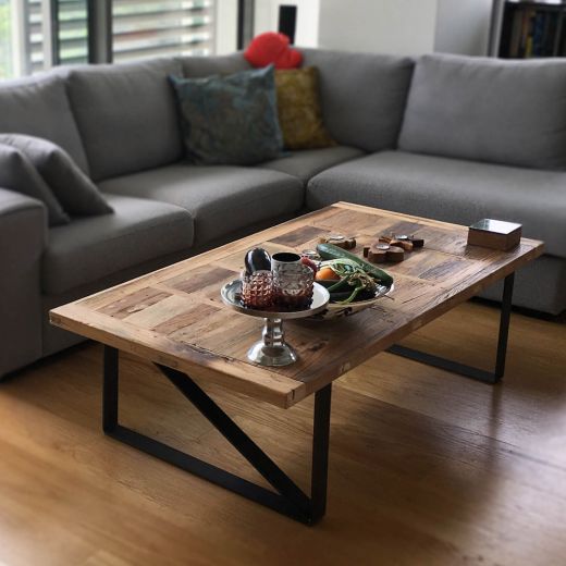 Coffee table 150x80 cm Recycled elm wood Manhattan Bridge