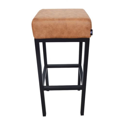 Bar stool leather look artificial leather Bruce - Cognac, 75 cm