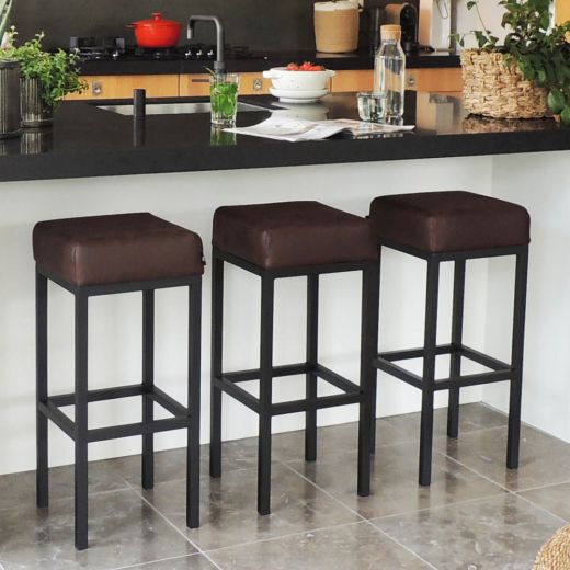 Bar stool leather look artificial leather Bruce - Burgundy, 75 cm