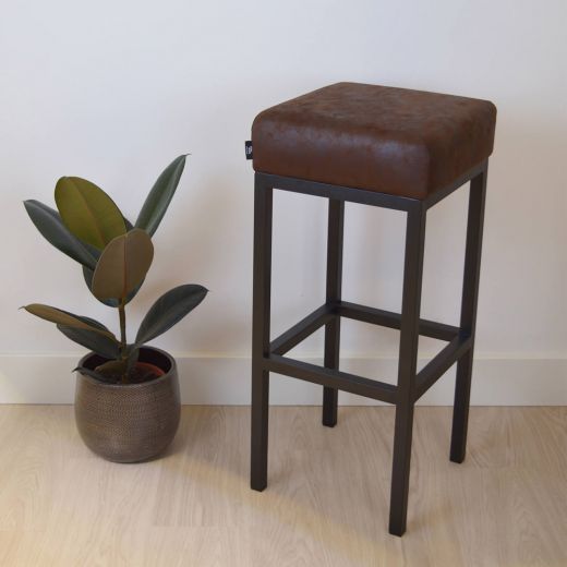 Bar stool leather look artificial leather Bruce - Burgundy, 75 cm