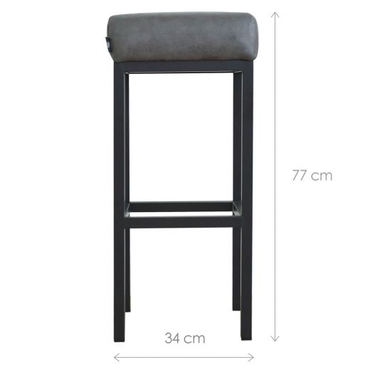 Bar stool leather look artificial leather Bruce - Stone, 75 cm