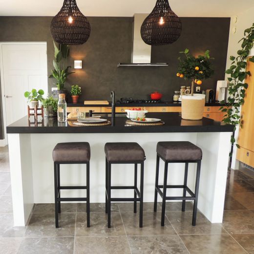 Bar stool leather look artificial leather Bruce - Stone, 75 cm