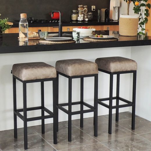 Bar stool leather look artificial leather Bruce - Dessert, 75 cm