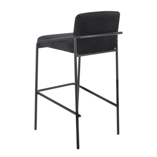 Bar stool Velvet velvet metal 75 cm Lev - Velvet Black