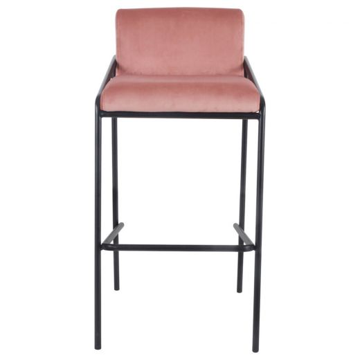 Bar stool Velvet velvet metal 75 cm Lev - Velvet Pink