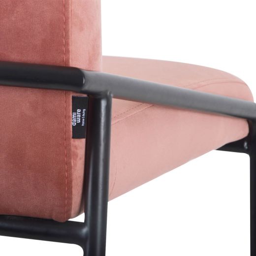 Bar stool Velvet velvet metal 75 cm Lev - Velvet Pink
