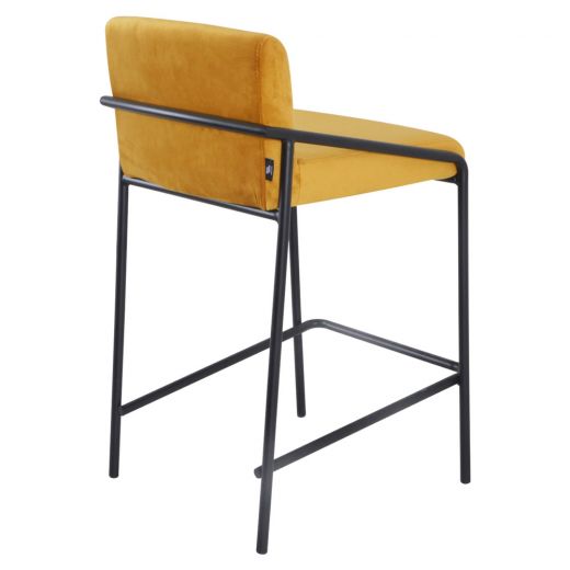 Bar stool velvet velvet and bouclé metal 65 cm Lev - velvet ocher yellow