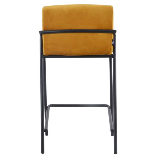 Bar stool velvet velvet and bouclé metal 65 cm Lev - velvet ocher yellow