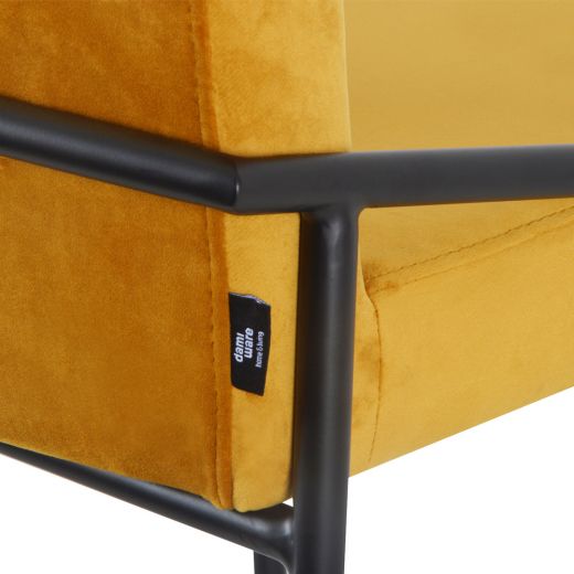 Bar stool velvet velvet and bouclé metal 65 cm Lev - velvet ocher yellow