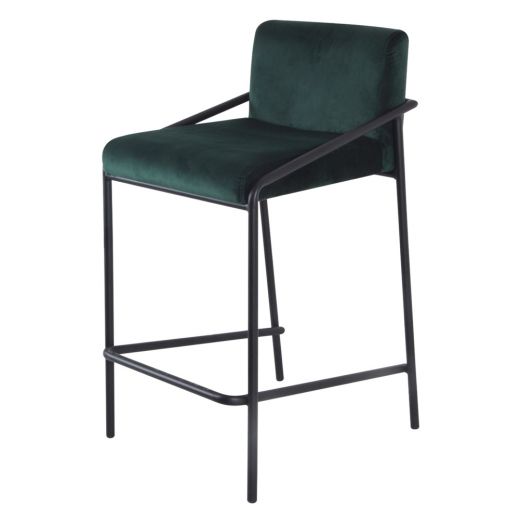 Bar stool Velvet Velvet and Bouclé Metal 65 cm Lev - Velvet Dark green