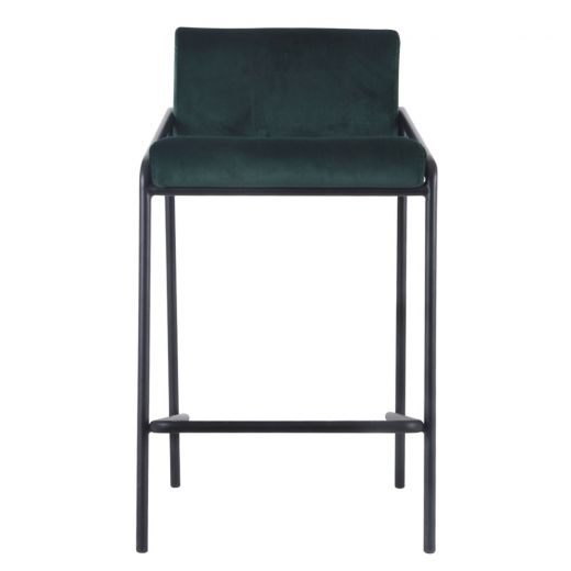Bar stool Velvet Velvet and Bouclé Metal 65 cm Lev - Velvet Dark green