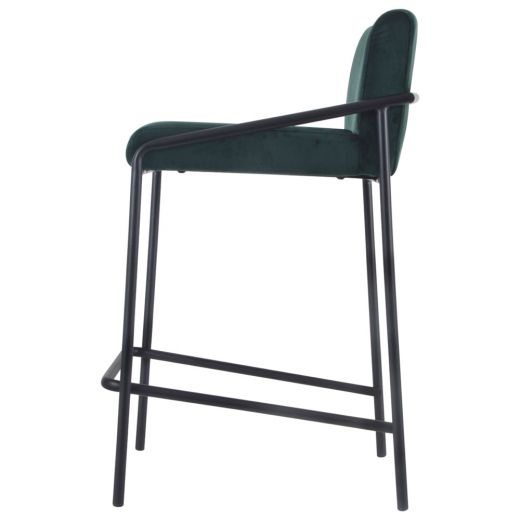 Bar stool Velvet Velvet and Bouclé Metal 65 cm Lev - Velvet Dark green
