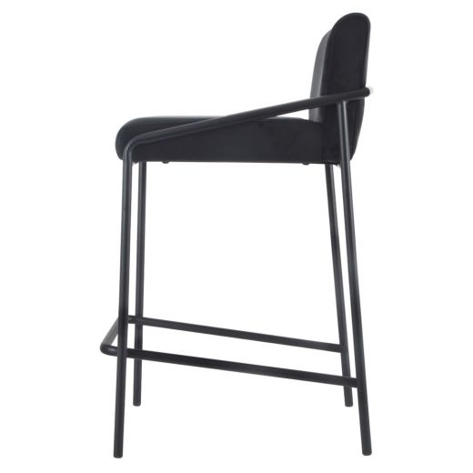 Bar stool Velvet velvet and bouclé metal 65 cm Lev - Velvet Black