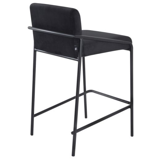 Bar stool Velvet velvet and bouclé metal 65 cm Lev - Velvet Black