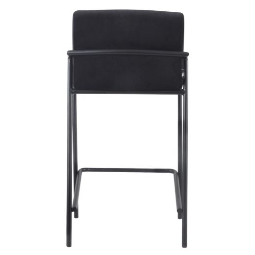 Bar stool Velvet velvet and bouclé metal 65 cm Lev - Velvet Black