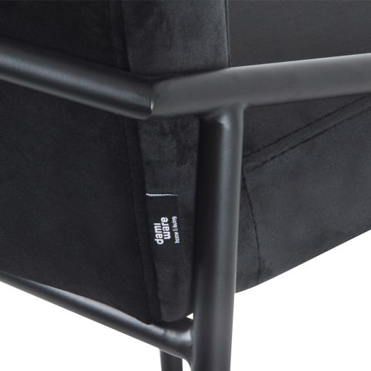 Bar stool Velvet velvet and bouclé metal 65 cm Lev - Velvet Black