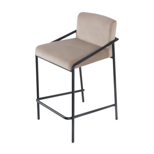 Bar stool Velvet Velvet and Bouclé Metal 65 cm Lev - Velvet Taupe