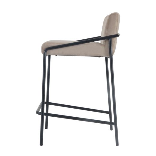 Bar stool Velvet Velvet and Bouclé Metal 65 cm Lev - Velvet Taupe