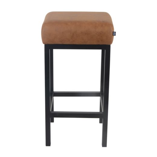 Bar stool leather look artificial leather Bruce - Cognac, 65 cm