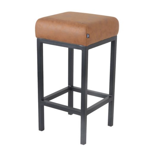 Bar stool leather look artificial leather Bruce - Cognac, 65 cm