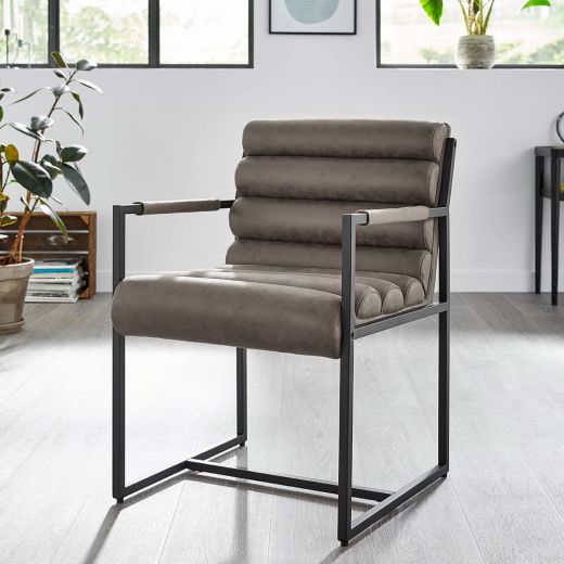 Dining room chair Design chair leather look Tony - Stone