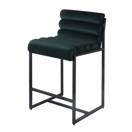 Bar stool Design stool 65 cm Velvet Tony - Velvet dark green