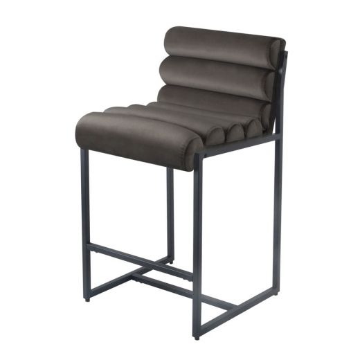 Bar stool Design stool 65 cm Velvet Tony - Velvet Gray