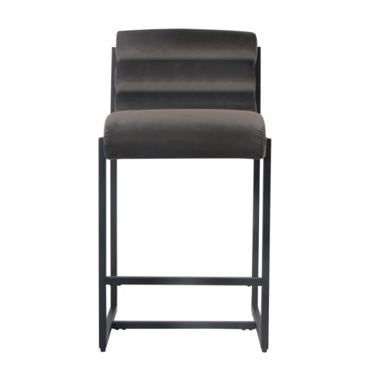 Bar stool Design stool 65 cm Velvet Tony - Velvet Gray