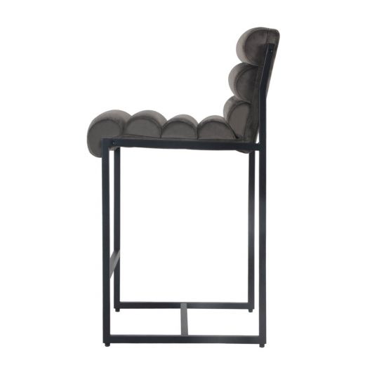 Bar stool Design stool 65 cm Velvet Tony - Velvet Gray
