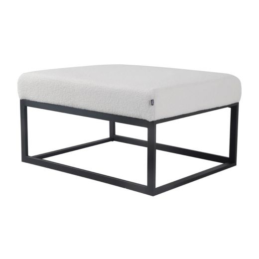 Pouf Hocker footstool side table teddy fabric white 75cm Otto