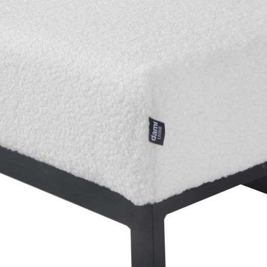 Pouf Hocker footstool side table teddy fabric white 75cm Otto
