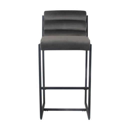 Bar stool Design stool 75 cm Velvet Tony - Velvet Gray