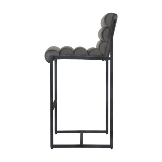 Bar stool Design stool 75 cm Velvet Tony - Velvet Gray