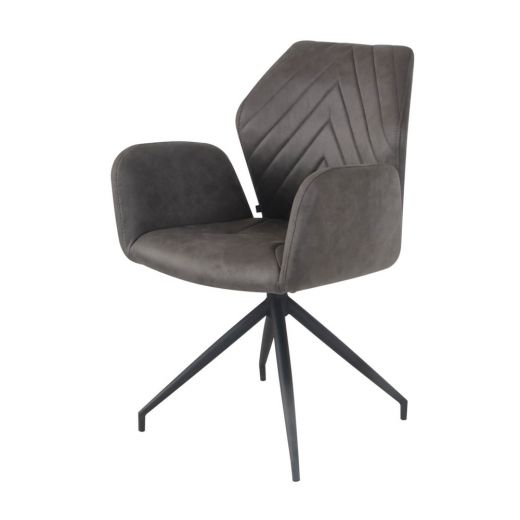 Dining room chair with armrests rotatable with herringbone pattern Apollo - Stone